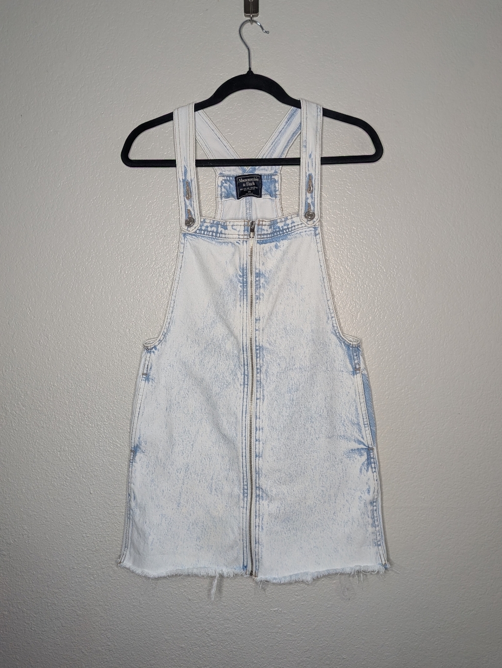 Abercrombie & Fitch Light Blue Acid Wash Kidcore Denim Mini Overall Dress XS